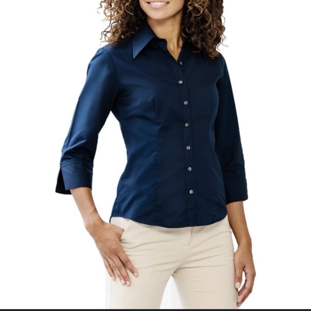 CATO size L Women's Navy Button-Up Shirt
